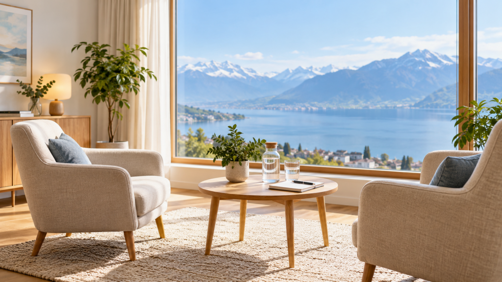 Cabinet de consultation lumineux pour choisir un thérapeute en Suisse
